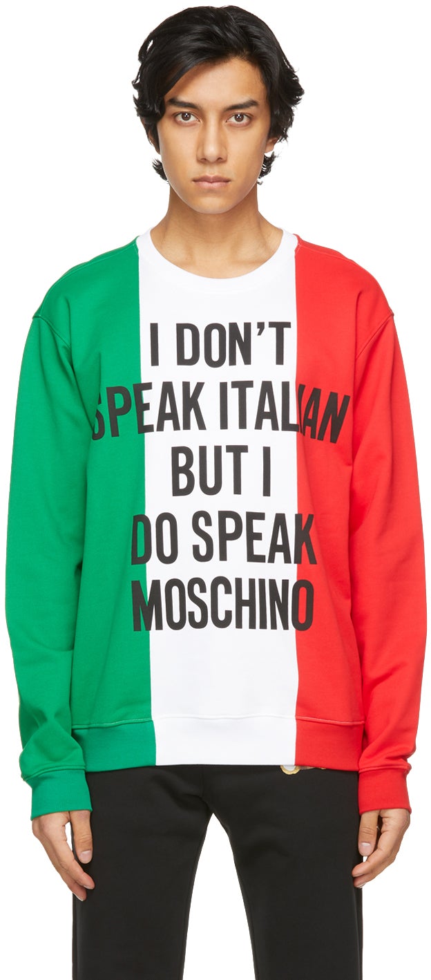 Moschino Multicolor Italian Slogan Sweatshirt BlackSkinny