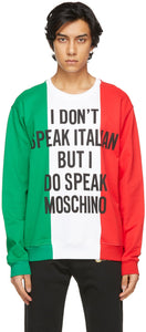 Moschino Multicolor Italian Slogan Sweatshirt - Sweat-shirt slogan italien multicolore Moschino - Moschino 여러 가지 빛깔의 이탈리아어 슬로건 스웨터