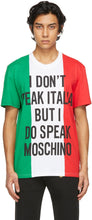 Moschino Multicolor Italian Slogan T-Shirt - T-shirt Slogan italien Moschino Multicolore - Moschino 여러 가지 빛깔의 이탈리아어 슬로건 티셔츠