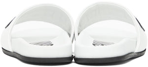 Moschino White Leather Logo Sandals