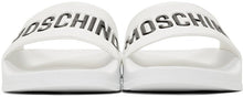 Moschino White Logo Pool Slides