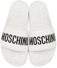 Moschino White Logo Pool Slides