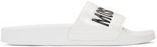 Moschino White Logo Pool Slides - Diapositives de pool de logo blanc Moschino - 모스키노 화이트 로고 풀 슬라이드