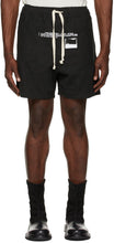 Mr. Saturday Black Linen Graphic Shorts - Short graphique en lin noir de M. Samedi - 토요일 블랙 린넨 그래픽 반바지