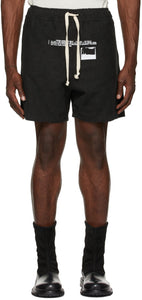 Mr. Saturday Black Linen Graphic Shorts - Short graphique en lin noir de M. Samedi - 토요일 블랙 린넨 그래픽 반바지