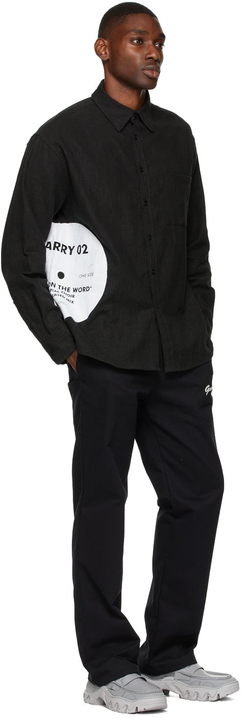 Mr. Saturday Black Linen Printed Shirt