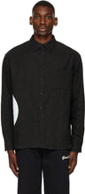 Mr. Saturday Black Linen Printed Shirt - Monsieur samedi Chemise imprimée en lin noir - 토요일 블랙 린넨 프린트 셔츠