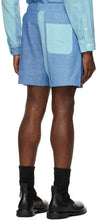 Mr. Saturday Blue Canvas 'Good Luck' Shorts