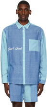 Mr. Saturday Blue 'Good Luck' Shirt - M. Samedi Blue 'Bonne chance' chemise - 토요일 블루 '행운'셔츠