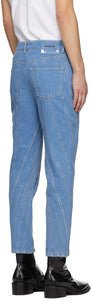 Mugler SSENSE Exclusive Blue Low Spiral Jeans
