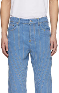 Mugler SSENSE Exclusive Blue Low Spiral Jeans