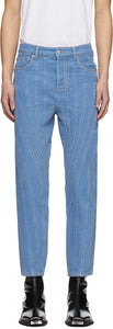 Mugler SSENSE Exclusive Blue Low Spiral Jeans - Jeans à spirale exclusive exclusive de Mugler Ssense - 무덤 ssense 독점적 인 파란색 낮은 나선형 청바지