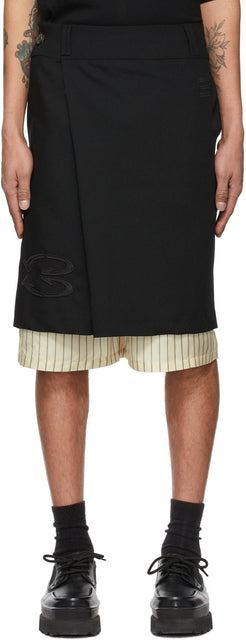 NAMESAKE Black Wool Milk Layered Skort - Noms de la laine noire Laine Skort Skort - 흑인 양모 우유를 계층화 한 스파트