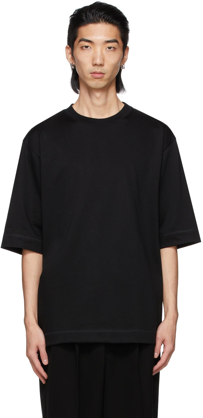 N.Hoolywood Black Half Sleeve T-Shirt – BlackSkinny