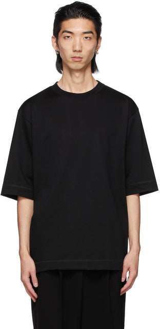 N.Hoolywood Black Half Sleeve T-Shirt - T-shirt à demi-manches noire de N.Hoolywood - N.Hoolywood 검은 반 슬리브 티셔츠