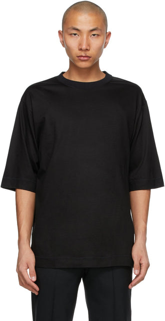 N.Hoolywood Black Half Sleeve T-Shirt - T-shirt à demi-manches noire de N.Hoolywood - N.Hoolywood 검은 반 슬리브 티셔츠