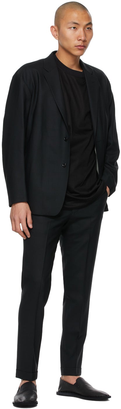 N.Hoolywood Black Slim Rolled Cuff Trousers