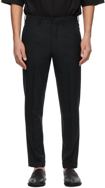 N.Hoolywood Black Slim Rolled Cuff Trousers - N.Hoolywood Black Slim Pantalon manchette laminée - N.hoolywood 검은 색 슬림 압연 커프 바지