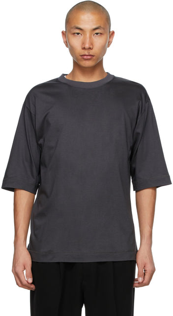 N.Hoolywood Grey Half Sleeve T-Shirt - T-shirt à demi-manches gris N.Hoolywood - N.hoolywood 회색 반 슬리브 티셔츠