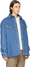 Nanushka Blue Denim Sherpa 90's Wash Jacket