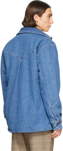 Nanushka Blue Denim Sherpa 90's Wash Jacket