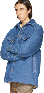 Nanushka Blue Denim Sherpa 90's Wash Jacket