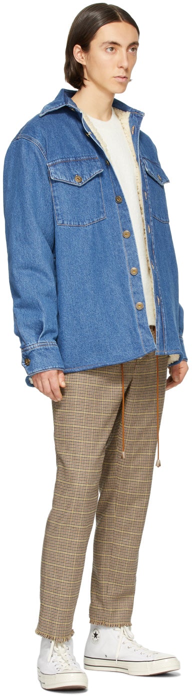 Nanushka Blue Denim Sherpa 90's Wash Jacket