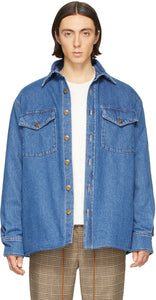 Nanushka Blue Denim Sherpa 90's Wash Jacket - Veste de lavage de Nanushka Blue Denim Sherpa 90 - Nanushka Blue Denim Sherpa 90의 세척 재킷