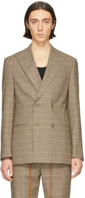Nanushka Brown Wool Malvin Double-Breasted Blazer - Nanushka Blazer à double boutonnage de laine brune de Nanushka - Nanushka Brown Wool Malvin 더블 브레스트 블레이저