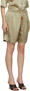 Nanushka Khaki Satin Doxxi Shorts