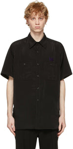 Needles Black Satin Work Shirt - Chemise de travail en satin noir aiguilles - 바늘 검은 새틴 작업 셔츠