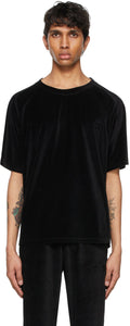 Needles Black Velour Neck T-Shirt - T-shirt à col velours noir aiguilles - 바늘 블랙 벨벳 목 티셔츠