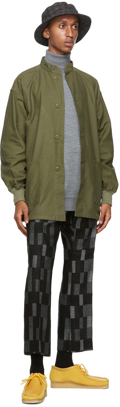 Needles Black Wool Checkered Trousers