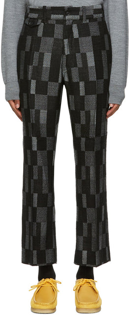 Needles Black Wool Checkered Trousers - Pantalon à damier en laine noire à aiguilles - 바늘 검은 양모 체크 무늬 바지
