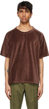 Needles Brown Velour Neck T-Shirt - T-shirt à col velours brun à aiguilles - 바늘 브라운 벨벳 목 티셔츠