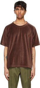 Needles Brown Velour Neck T-Shirt - T-shirt à col velours brun à aiguilles - 바늘 브라운 벨벳 목 티셔츠