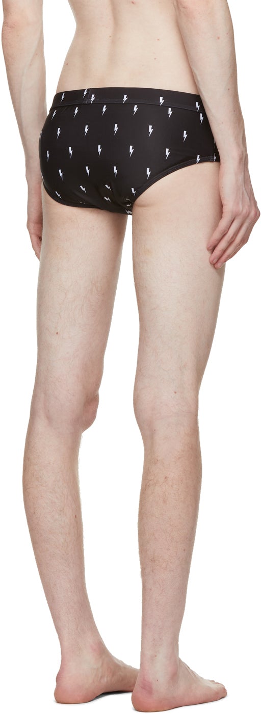 Neil Barrett Black Allover Thunderbolt Swim Briefs