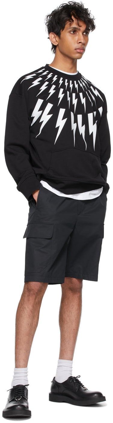 Neil Barrett Black Dropped Crotch Tapered Cargo Shorts