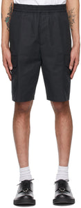 Neil Barrett Black Dropped Crotch Tapered Cargo Shorts - NEIL Barrett Black Drop chers cargaison conique entrejambe - Neil Barrett Black은 가랑이 가죽화물 반바지를 떨어 뜨렸다