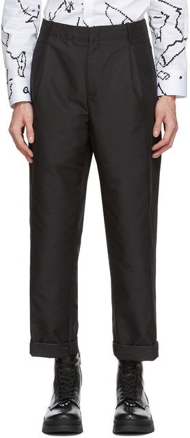 Neil Barrett Black One-Pleat Loose Trousers - Neil Barrett Noir un pantalon en vrac - Neil Barrett Black 1 주름 느슨한 바지