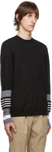 Neil Barrett Black Wool Crewneck Stripe Sweater