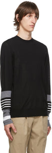 Neil Barrett Black Wool Crewneck Stripe Sweater