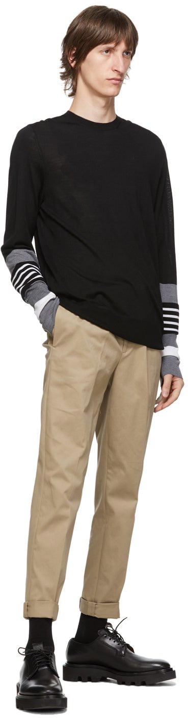 Neil Barrett Black Wool Crewneck Stripe Sweater