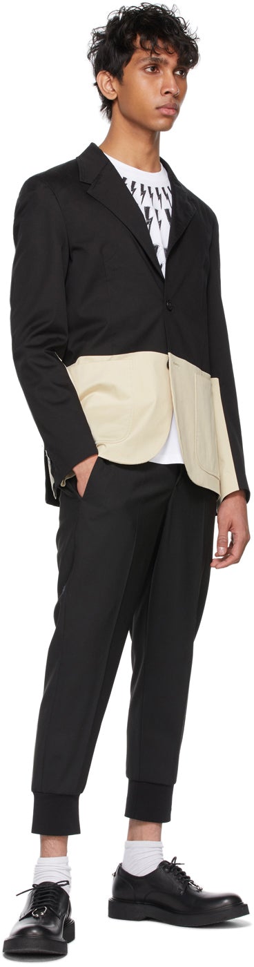 Neil Barrett Black Wool Travel Slim Low-Rise Trousers