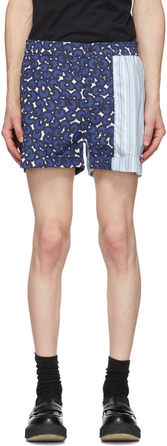 Neil Barrett Blue Multi-Print Shorts - Short multi-imprimé bleu NEIL Barrett - Neil Barrett 블루 멀티 프린트 반바지