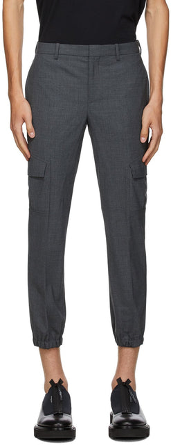 Neil Barrett Grey Wool Cargo Pants - Pantalon de cargaison en laine grise Neil Barrett - Neil Barrett 회색 양모화물 바지