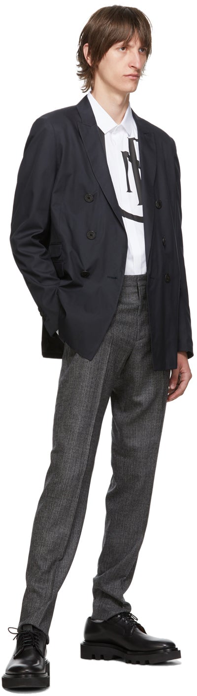 Neil Barrett Navy Skinny Fit Double-Breasted Blazer