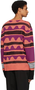 Neil Barrett Orange Striped Primitive Art Sweater
