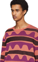 Neil Barrett Orange Striped Primitive Art Sweater