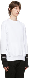 Neil Barrett White Front Pocket Stripe Sweatshirt